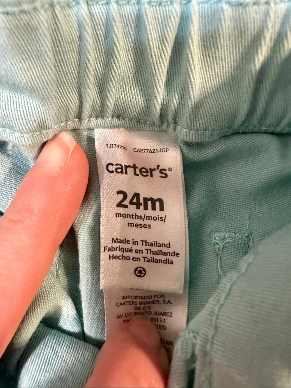 Carter's Mint Green Pants, Jeans, Mauve Top and White Long Sleeve Shirt